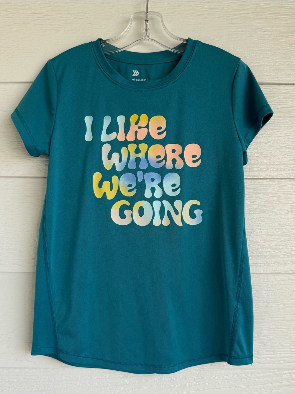 All in Motion Teal Graphic Tee "I Like Where We're Going" + Light Blue Skort 8 - Picture 7 of 16